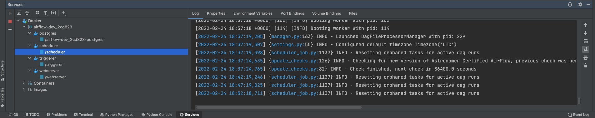 Просмотр логов контейнеров