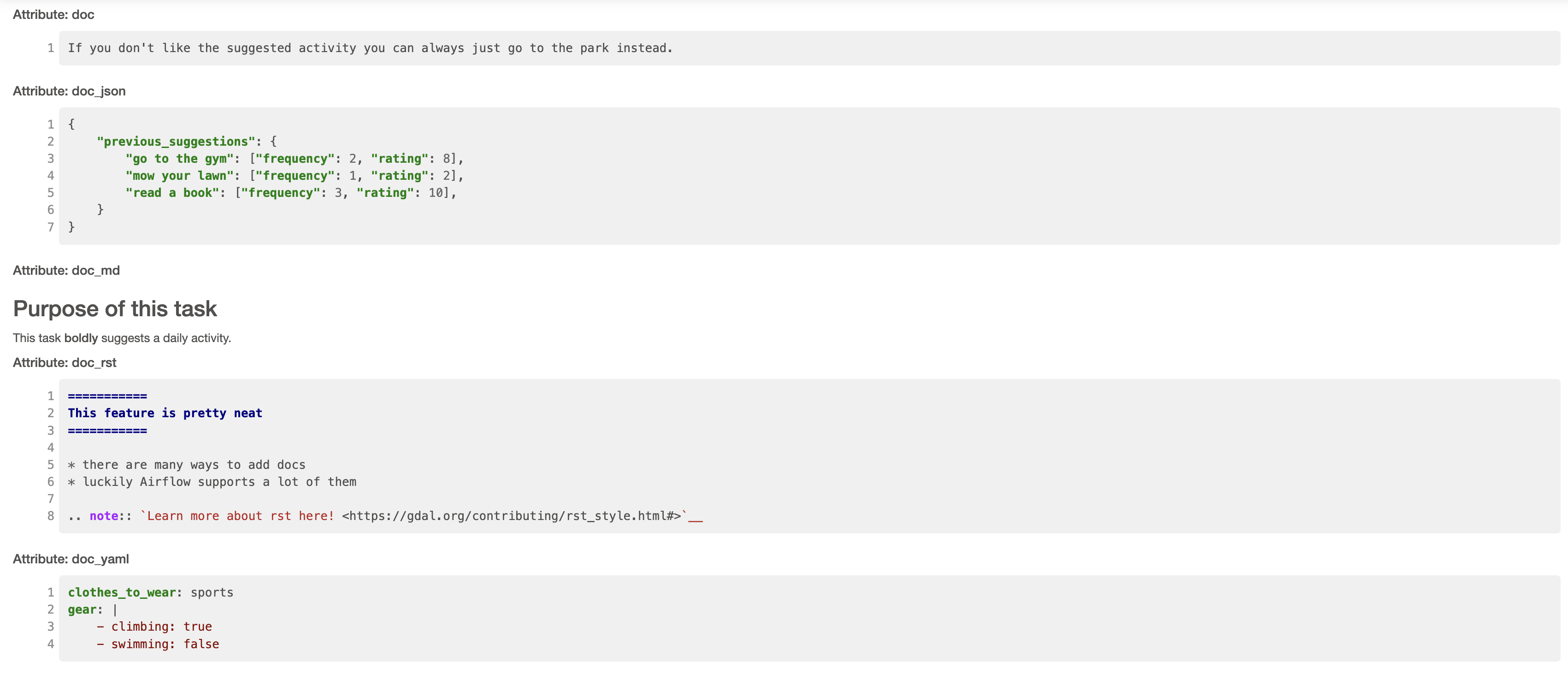 Документация задачи в UI (все форматы)