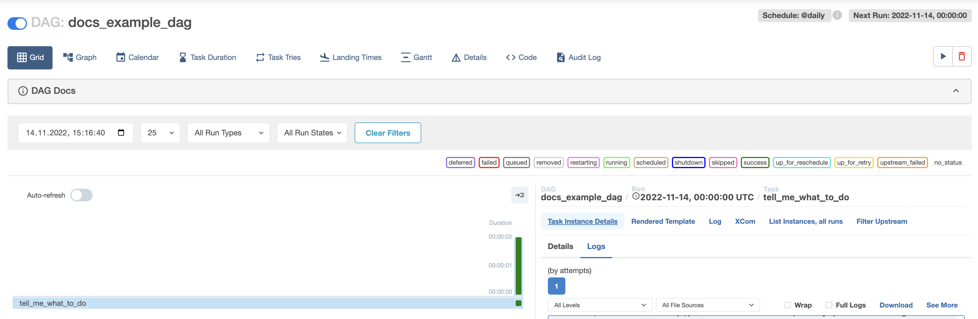 Детали экземпляра задачи (Task Instance Details)